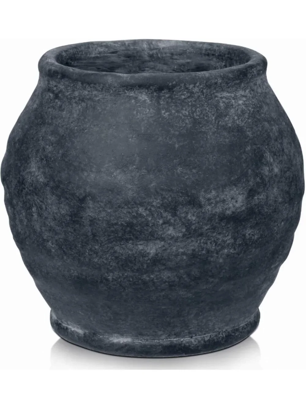 Rustic Vintage Ceramic Vase - 6.1'' Farmhouse Decor, Distressed Texture, Wide